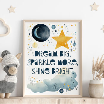 Unframed Set Of 'Dream Big' Moon And Star Prints Gift, 3 of 3