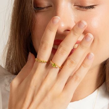 Emerald And Peridot Stackable Half Eternity Band In Sterling Silver And Gold, 7 of 12