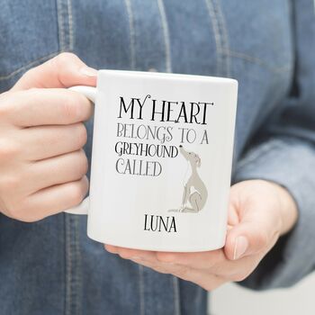 Personalised My Heart Belongs To A Greyhound Mug, 2 of 3