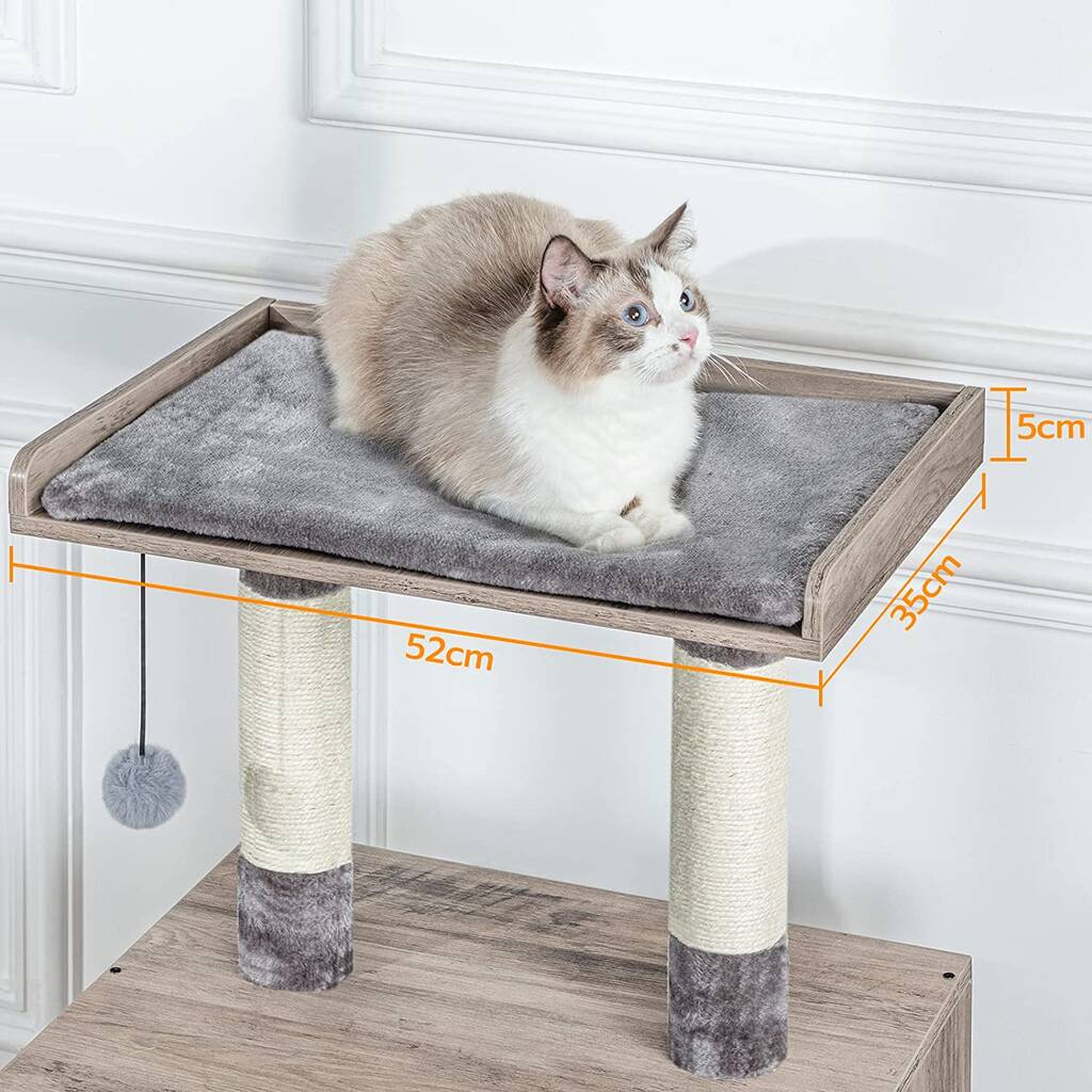 Greige Cat Litter Tray Box With Scratching Posts By Momentum