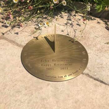 Retirement Personalised Sundial Engraved Brass, 2 of 5
