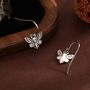 Death's Head Hawkmoth Moth Drop Hook Earrings In Sterling Silver, thumbnail 8 of 12