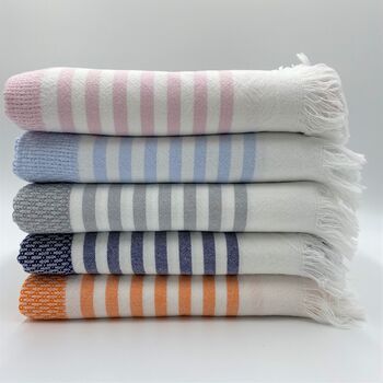 Leros Striped Peshtemal Towel Dusty Pink, 8 of 10
