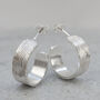 Sterling Silver Textured Hoops Marble Or Woodgrain, thumbnail 4 of 5