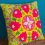 Pale Yellow Garland Embroidered Cushion Cover, thumbnail 2 of 6