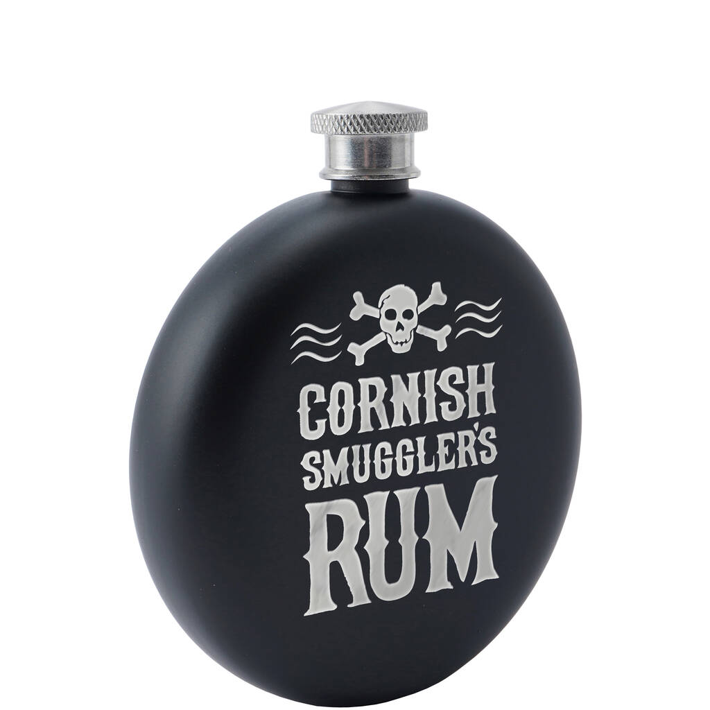 Cornish Smuggler's Rum Black 6oz Hip Flask By CGB Giftware