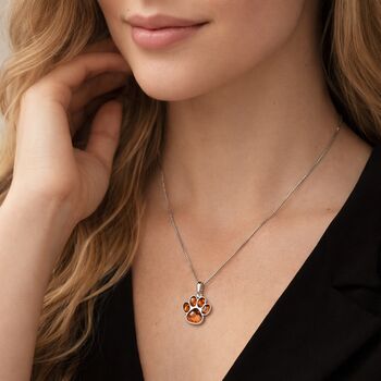 Personalised Sterling Silver Baltic Amber Paw Print Pendant Necklace, 2 of 9
