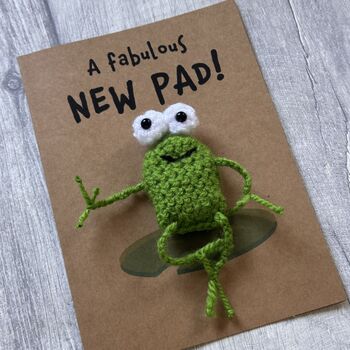 Frog Crochet New Home Housewarming Card Handmade, 8 of 12