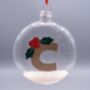 Gold Initial With Holly Christmas Tree Flat Bauble, thumbnail 1 of 3