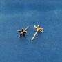 July Onyx Birthstone Stud Earrings, Flower Studs, Gold Studs, thumbnail 2 of 7