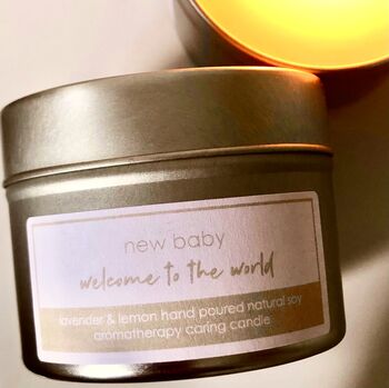 New Baby 'Welcome To The World' Aromatherapy Candle, 3 of 6