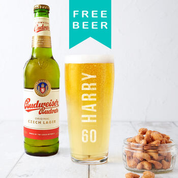 Personalised 60th Birthday Name And Age Beer Glass, 3 of 7