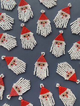 Handmade Beaded Santa Hoop Earrings, 8 of 9