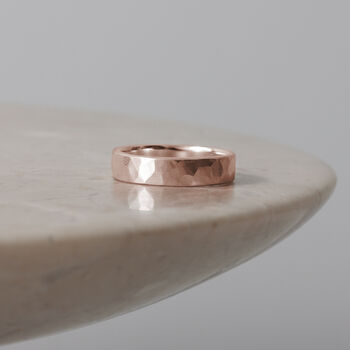 Brushed Hammered 9ct/18ct Gold 5mm Ring, 5 of 8