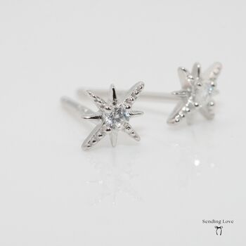 Star Stud Earrings With Sparkly Gemstones, 2 of 9
