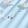 Sterling Silver Black Hydrangea Flower Cz Threader Earrings, thumbnail 5 of 12