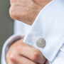 Personalised Silver Fingerprint Disc Cufflinks For Dad, thumbnail 3 of 7