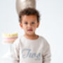 Personalised Big 'Two' Embroidered Second Birthday Sweatshirt Jumper, thumbnail 2 of 7