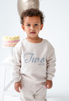 Personalised Big 'Two' Embroidered Second Birthday Sweatshirt Jumper, 2 of 7