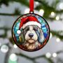 Old English Sheepdog In Santa Hat Suncatcher Decoration, thumbnail 2 of 6