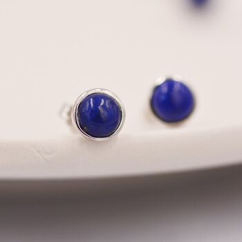 Natural Lapis Lazuli Stud Earrings In Sterling Silver, 5 of 11