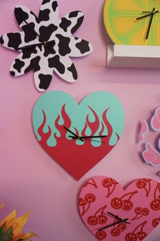 Flames Heart Shape Decorative Clock, 7 of 12