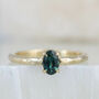 'Mae' Oval Teal Sapphire Solitaire Engagement Ring, thumbnail 5 of 12