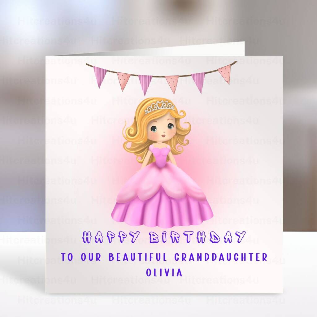 Personalised pink Princess BSL British Sign Language Birthday Girl Card, 1 of 4