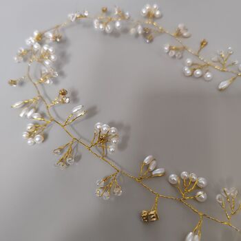 Bridal Hair Hair Vine – Gold/Silver Pearl Hair Accessories, 6 of 9