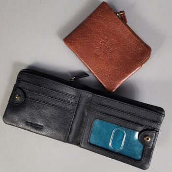 'Hudson' Men's Leather Bi Fold Wallet In Black, 8 of 9