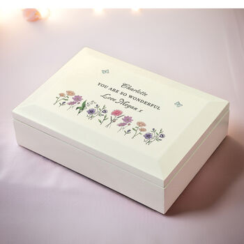 Personalised Wild Flowers Wooden Jewellery Box, 4 of 6