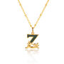 Gold Plated Z Initial Necklace With Green Marble, thumbnail 1 of 6