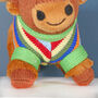 Highland Cow Rattle And Personalised Gift Bag, thumbnail 3 of 4