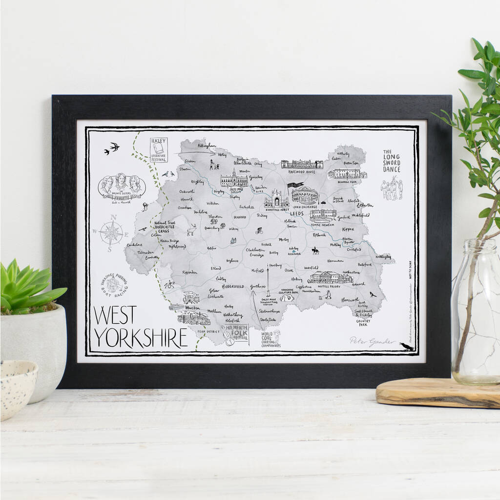Map Of West Yorkshire Print, 1 of 2