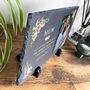 Personalised Any Message Pink Floral Decorative Slate With Stand 30 X 20cm, thumbnail 2 of 6