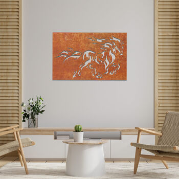 Fiery Steed Flaming Metal Horse Silhouette Wall Art, 7 of 10