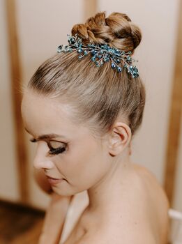 Turquoise Blue Crystal Hair Pin, 2 of 2