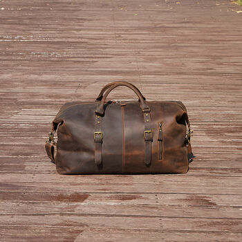 Zip Detail Genuine Leather Holdall Dark Brown, 4 of 12