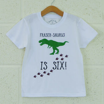 Personalised Dinosaur Footprints Birthday T Shirt, 3 of 7