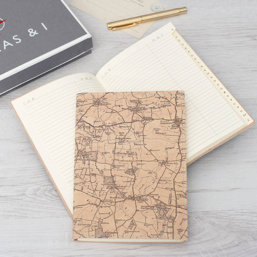 Personalised Map Leather Address Book By Atlas & I