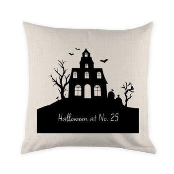 Personalised Halloween Haunted House Cushion Cover, 3 of 4