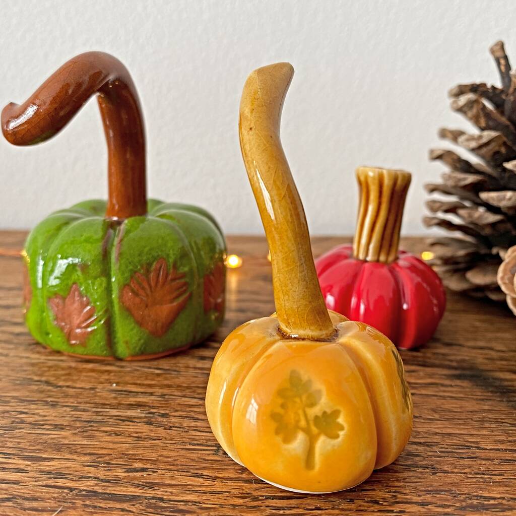 Set Of Three Handmade Ceramic Pumpkins By Bobby Loves Rosie