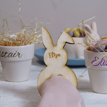 Custom Easter napkin rings Rabbit Napkin Rings for Easter Bunny Place Cards Rabbit napkin rings Rabbit Wood Napkin Rings Custom bunny napkin rings 