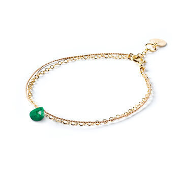 May Emerald Gold And Silk Birthstone Bracelet, 2 of 5