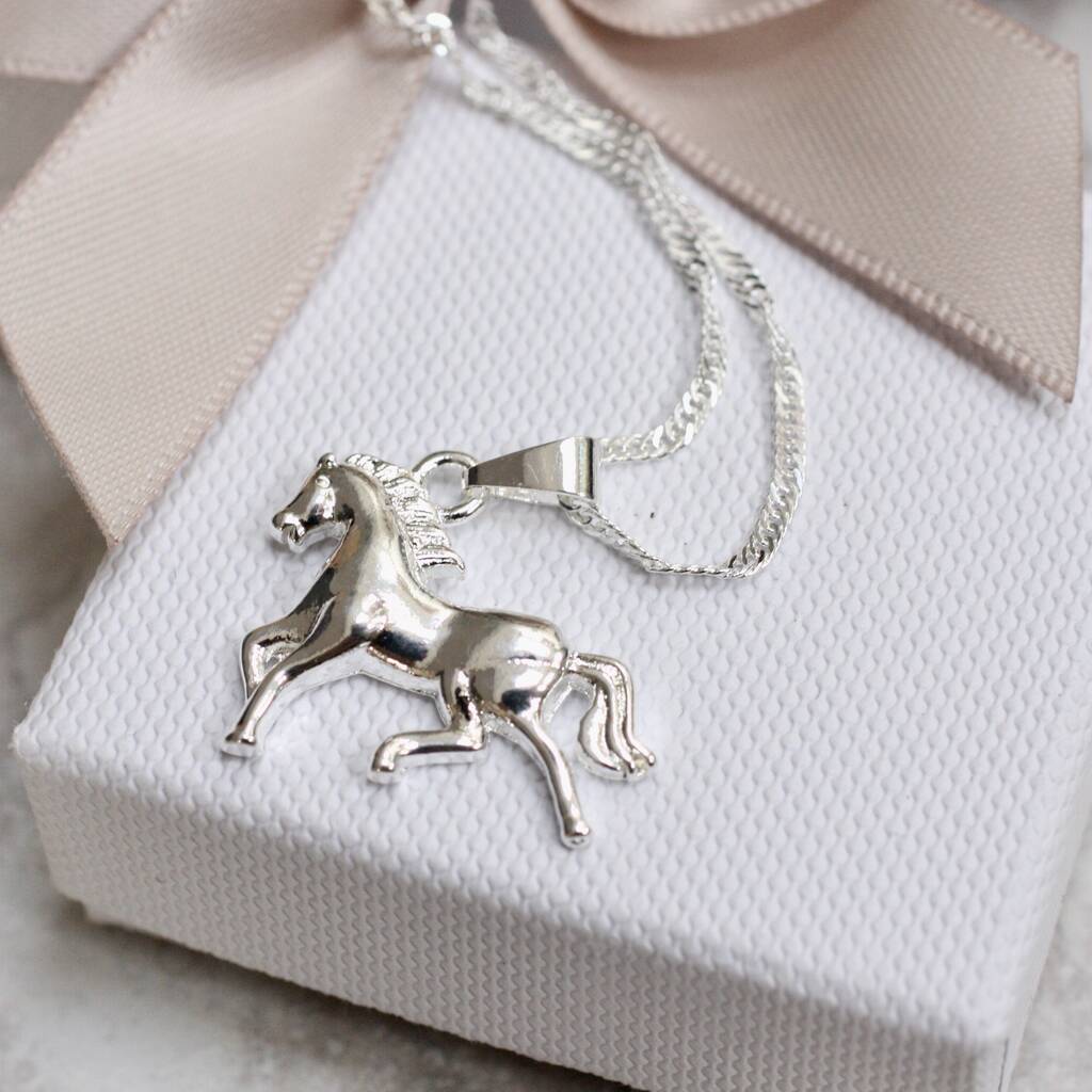 Sterling Silver Prancing Pony Necklace By Magpie Living ...