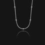 Interval Beaded Chain Necklace, Silver Stainless Steel, thumbnail 2 of 5