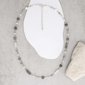 Luna Sterling Silver Beaded Gemstone Necklace, 2 of 4