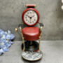 Barber’s Chair Table Clock – Red And Black Metal Ornament, thumbnail 9 of 12