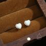 Sterling Silver White Opal Heart Screw Back Earrings, thumbnail 8 of 11