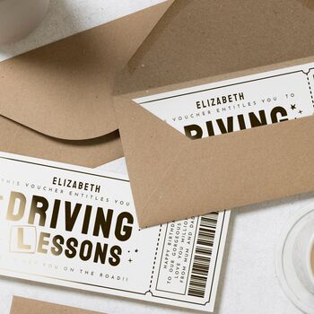 Gold Foil Driving Lessons Birthday Voucher, 8 of 9